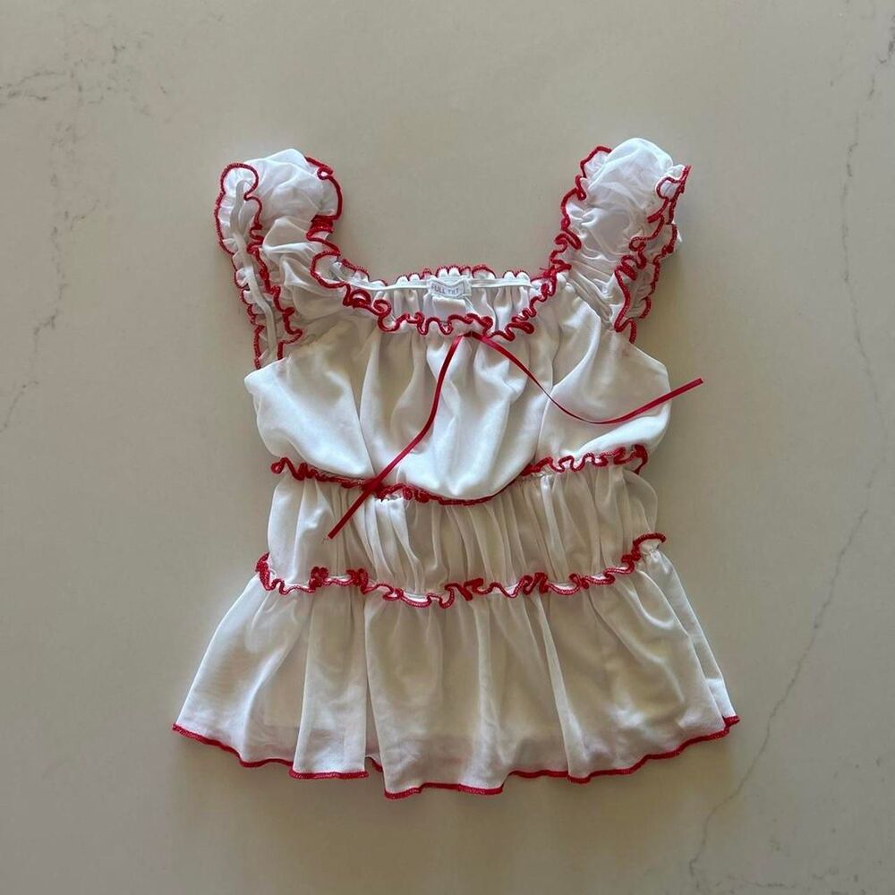 Full-tilt Women's White and Red Blouse